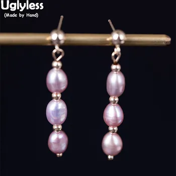 

Uglyless 14K Filled Gold 9K Gold Earrings for Women Natural Purple Pearls Earrings Handmade Beading Baroque Pearl Brincos Bijoux