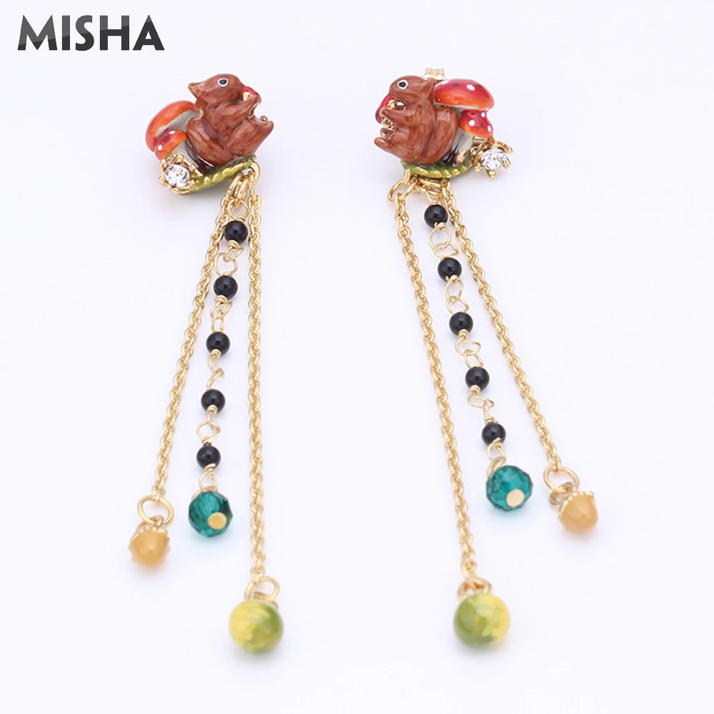 MISHA Stud Earrings Jewelry Long Tassel Earrings For Women Cute Squirrel Pendant Enamel Glaze Women Party Jewelry Gift 564
MISHA Stud Earrings Jewelry Long Tassel Earrings For Women Cute Squirrel Pendant Enamel Glaze Women Party Jewelry Gift 564