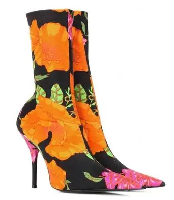 Floral Print Sexy Stiletto Sock Women Booties Stretch Pointed Toe High Heels Ankle Boots Fashion Botas Shoes Women Big Size 44
Floral Print Sexy Stiletto Sock Women Booties Stretch Pointed Toe High Heels Ankle Boots Fashion Botas Shoes Women Big Size 44