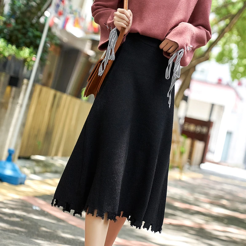 Ailegogo New Women Tassel Knitted Skirt Spring Autumn Casual Loose Fit Elastic Medium Long OL Style Skirts Black Brown Beige
Ailegogo New Women Tassel Knitted Skirt Spring Autumn Casual Loose Fit Elastic Medium Long OL Style Skirts Black Brown Beige