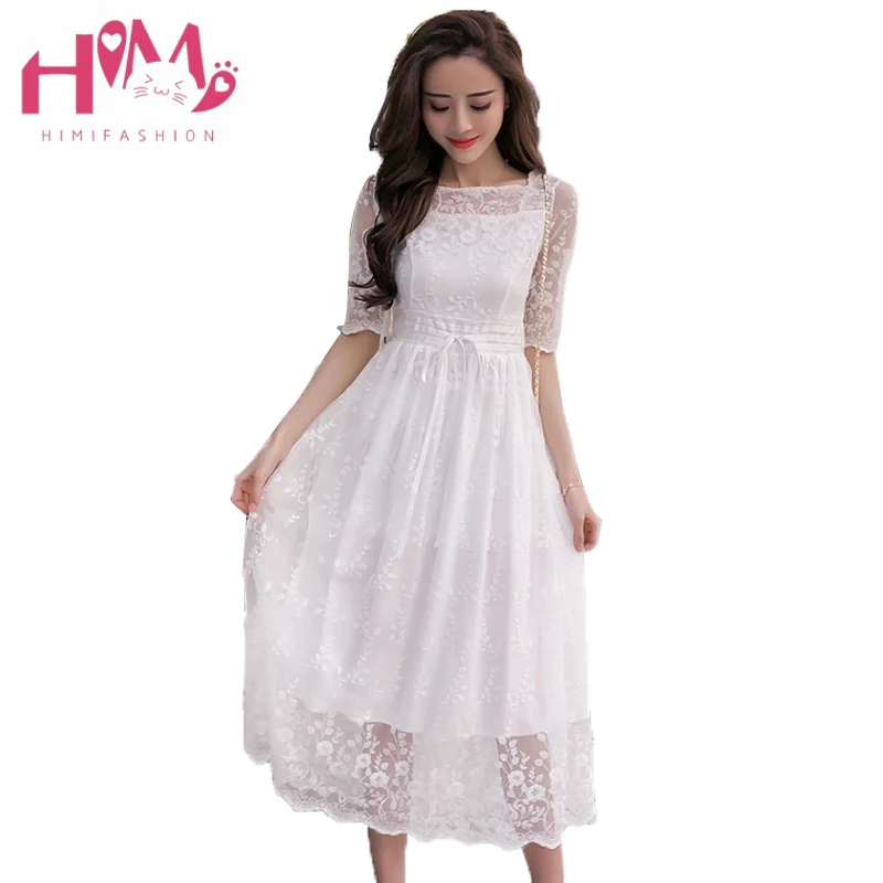 2018 Summer Women Elegant White Lace Dress High Waist Half Sleeve Hollow Out Midi Dress Ladies Sexy Evening Party Beach Dress
2018 Summer Women Elegant White Lace Dress High Waist Half Sleeve Hollow Out Midi Dress Ladies Sexy Evening Party Beach Dress