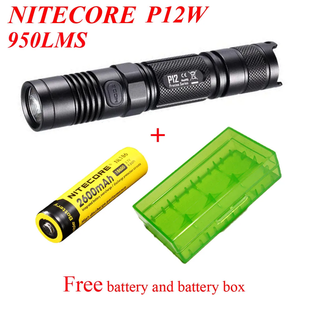 Nitecore P12W Warm White Light CREE XM-L2 T6 LED 950lums flashlight + nitecore NL186 2600mah 18650 battery+battery box
Nitecore P12W Warm White Light CREE XM-L2 T6 LED 950lums flashlight + nitecore NL186 2600mah 18650 battery+battery box