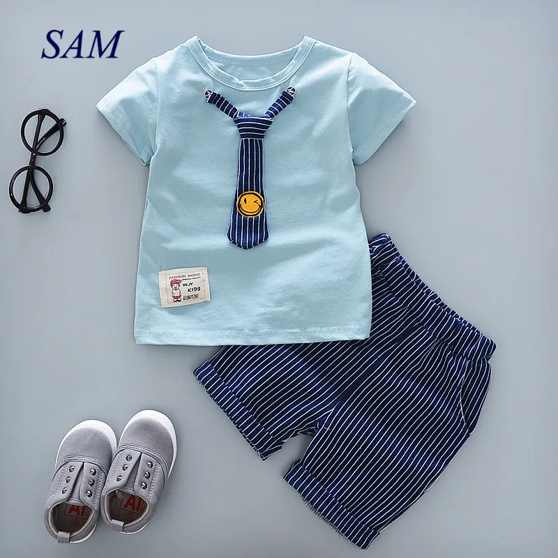 2019 summer toddler boy clothes new boys casual clothing sets tie short sleeve t shirt +striped shorts 2 pcs suit clothes
2019 summer toddler boy clothes new boys casual clothing sets tie short sleeve t shirt +striped shorts 2 pcs suit clothes