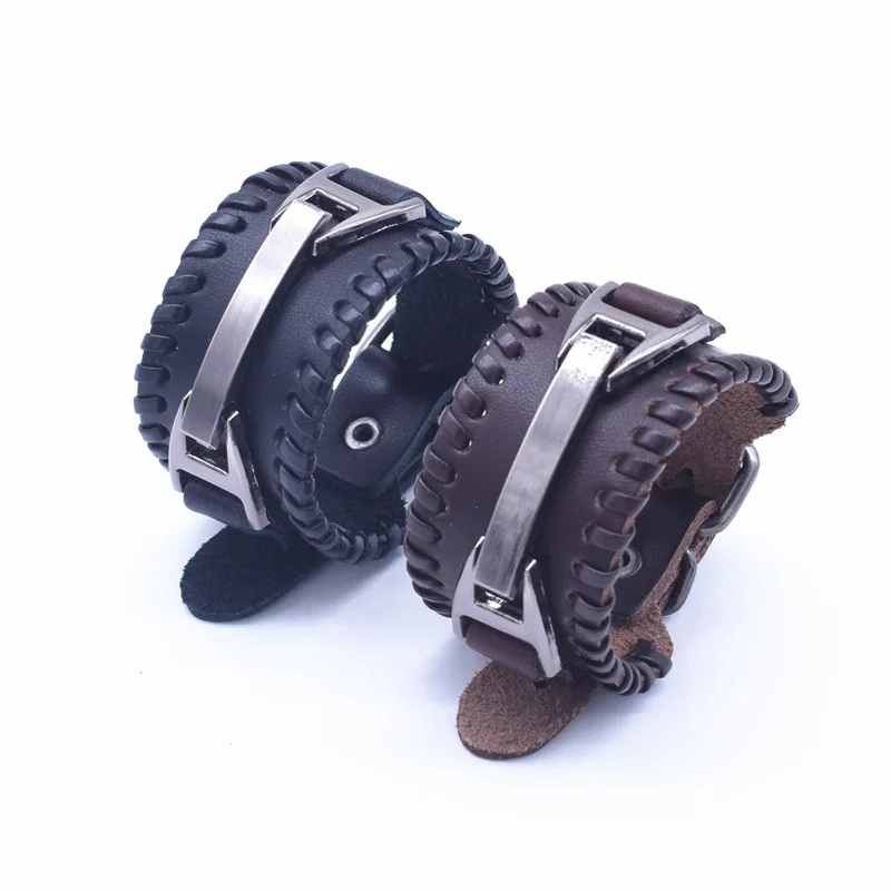 European and American Fashion Charm Bracelets Hand-woven Rope Black with Brown Leather Bracelet Men Women Jewelry Pulseras
European and American Fashion Charm Bracelets Hand-woven Rope Black with Brown Leather Bracelet Men Women Jewelry Pulseras