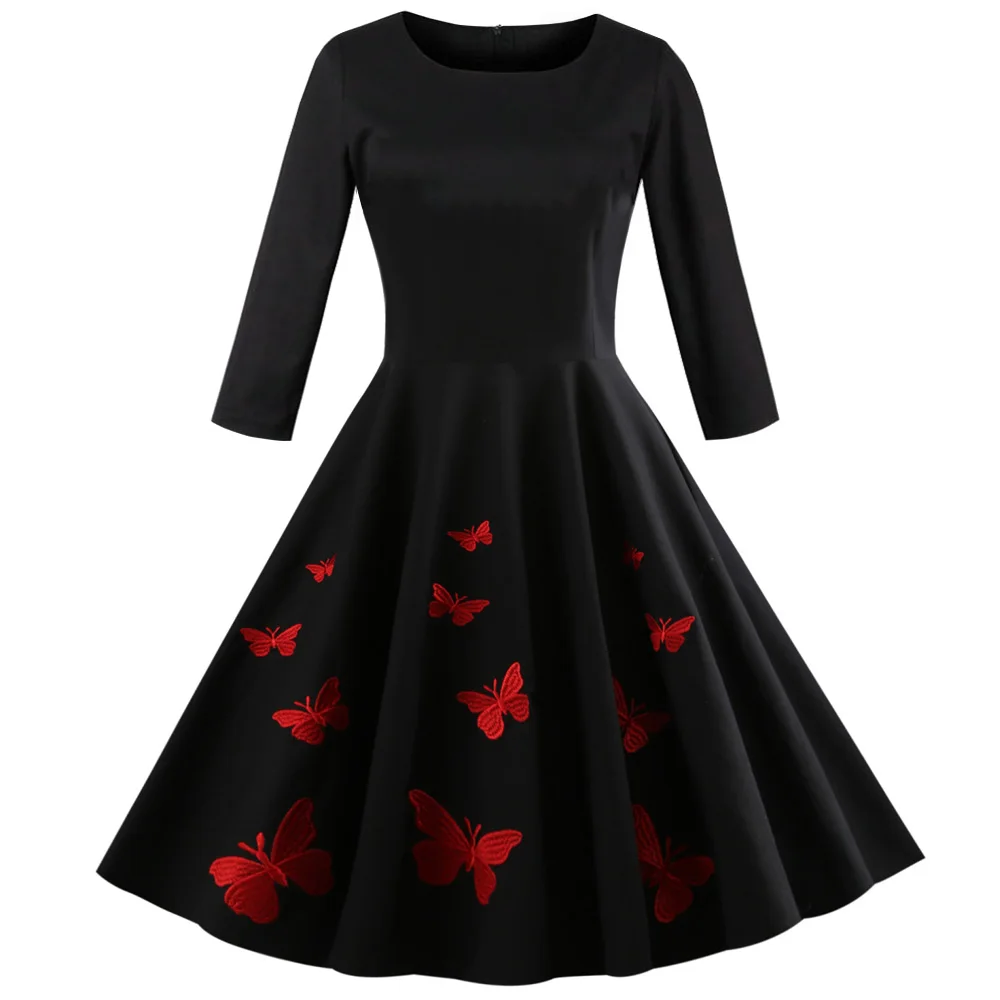 Joineles New Autumn Women Vintage Dress Butterfly Print Halloween Embroidery Retro Dress O-Neck Long Sleeve A-Line Party Dresses
Joineles New Autumn Women Vintage Dress Butterfly Print Halloween Embroidery Retro Dress O-Neck Long Sleeve A-Line Party Dresses
