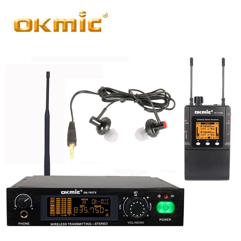 New OKMIC OK-782TX+OK-7102R Professional Stage on Performance Stereo Desktop In Ear Monitor System,Simultaneo interpretation 
New OKMIC OK-782TX+OK-7102R Professional Stage on Performance Stereo Desktop In Ear Monitor System,Simultaneo interpretation
