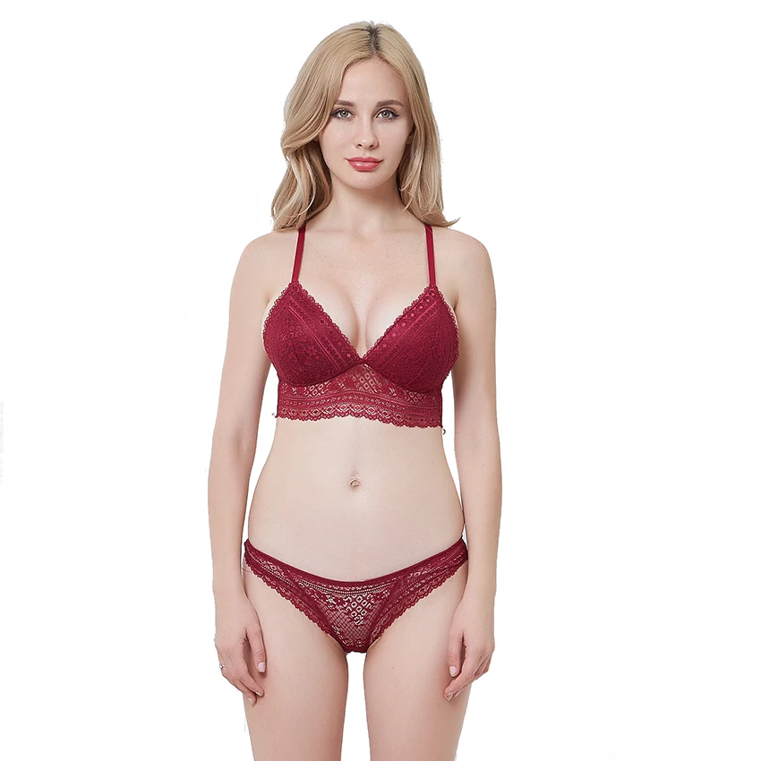 Lace Triangle Cup Wire Free Ultra Thin Bra Y-line Straps Backless Bra and Panties Set Underwear Women White Black Winered
Lace Triangle Cup Wire Free Ultra Thin Bra Y-line Straps Backless Bra and Panties Set Underwear Women White Black Winered