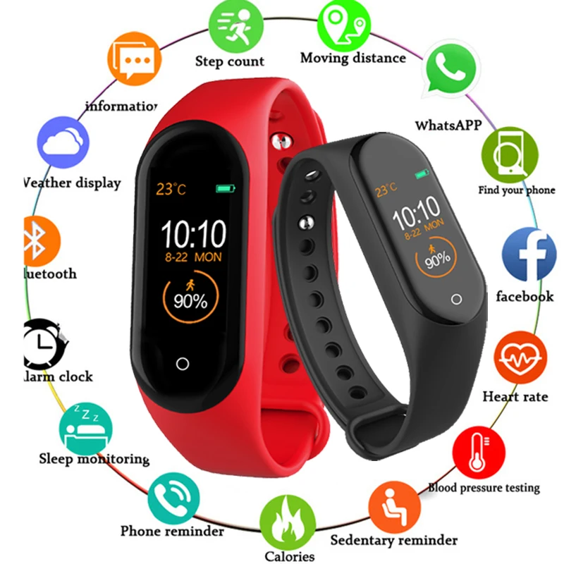Color Touch Screen Sport Watch M4 Smart Band Heart Rate Monitor Fitness Tracker Call Message Reminder Waterproof Smart Bracelet
Color Touch Screen Sport Watch M4 Smart Band Heart Rate Monitor Fitness Tracker Call Message Reminder Waterproof Smart Bracelet