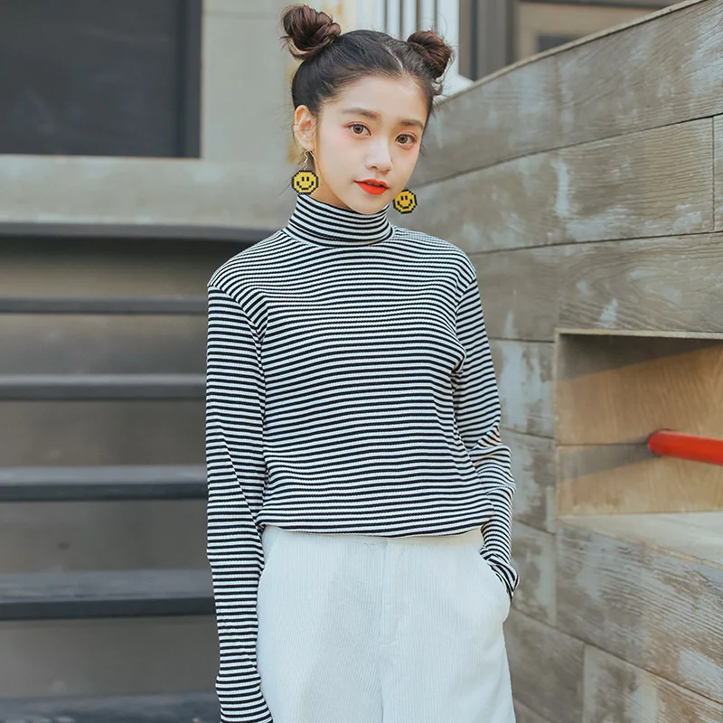 2019 Women'S Harajuku Turtleneck Black And White Stripe Primer Svitshot Female Korean Kawaii Pullover Sweatshirt For Women
2019 Women'S Harajuku Turtleneck Black And White Stripe Primer Svitshot Female Korean Kawaii Pullover Sweatshirt For Women