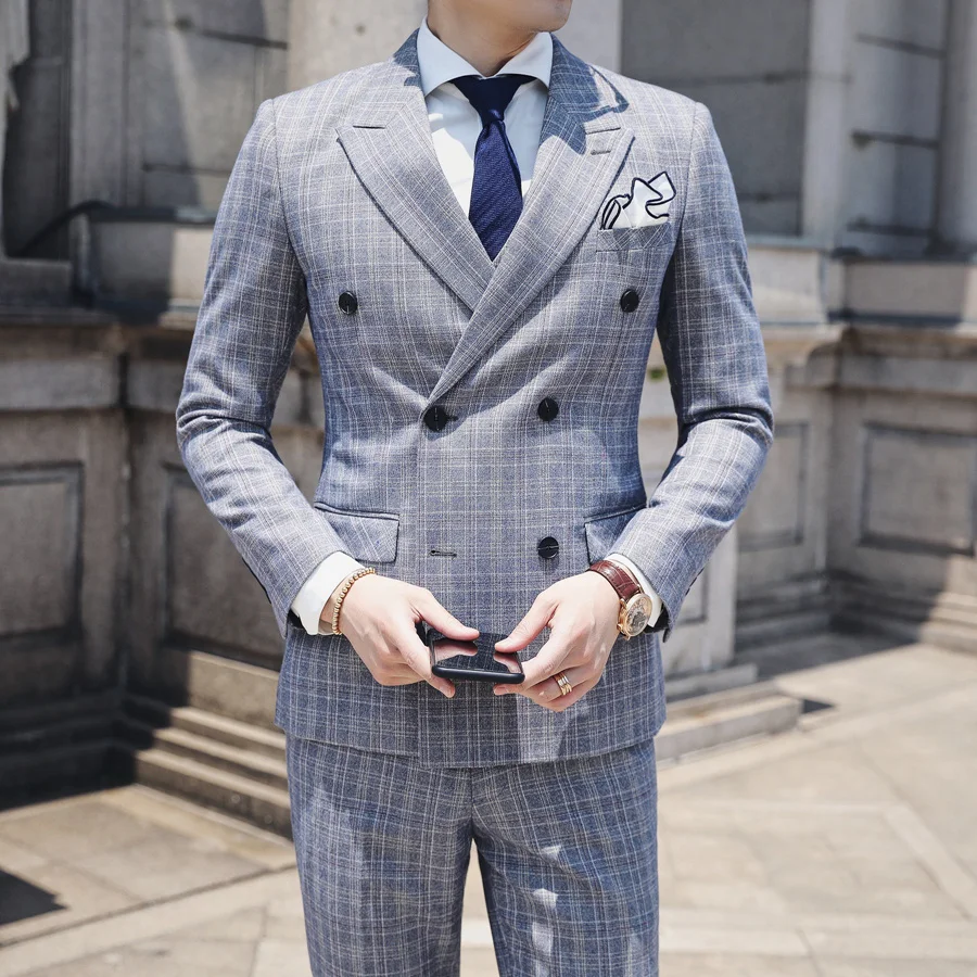 2019 New Slim Fit Wedding Suits For Men High Quality Men's Business Casual Suit Double Breasted Grey Mens Suits With Pants Q672
2019 New Slim Fit Wedding Suits For Men High Quality Men's Business Casual Suit Double Breasted Grey Mens Suits With Pants Q672