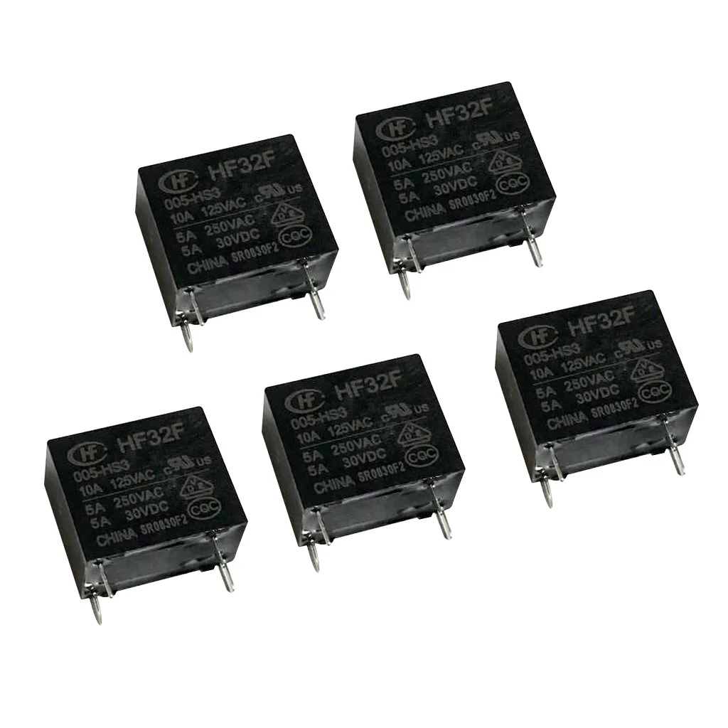 5 шт. HF32F пластиковые мини реле питания 4 Pin PCB Тип Черный автомобильное В|Реле| |