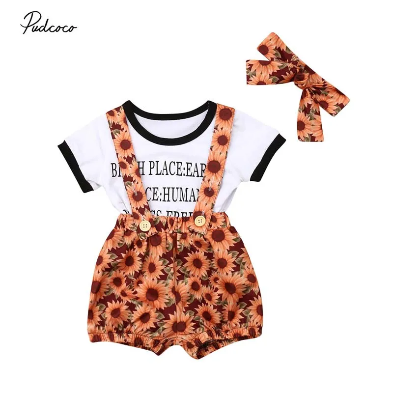 2019 Brand Baby Girls Newborn Clothes Letter Tops T-shirt+Sunflower Shorts Pants+Headband Outfit Bohemian Holiday Baby Set
2019 Brand Baby Girls Newborn Clothes Letter Tops T-shirt+Sunflower Shorts Pants+Headband Outfit Bohemian Holiday Baby Set