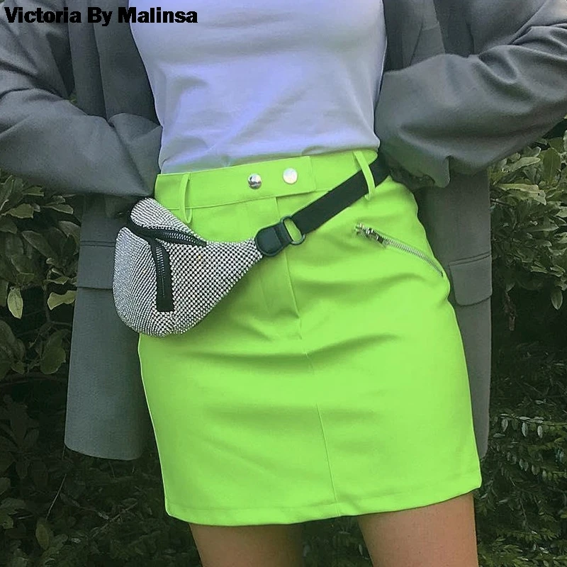 Womens Summer 2019 Mini Skirt Cotton Fluorescent Green Korean Skirt Streetwear Secret Zipper Design Steampunk Skirts
Womens Summer 2019 Mini Skirt Cotton Fluorescent Green Korean Skirt Streetwear Secret Zipper Design Steampunk Skirts