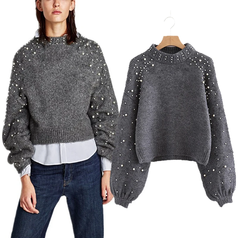 Pearl Turtleneck Winter Knitted Sweater Women Lantern Sleeve Loose Gray Pullover Female Soft Warm Autumn Casual Jumper 6Q0692
Pearl Turtleneck Winter Knitted Sweater Women Lantern Sleeve Loose Gray Pullover Female Soft Warm Autumn Casual Jumper 6Q0692