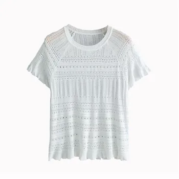 Women White Knitted Blouse Ruffles Hollow Out Female Casual Stretchy Black Shirts Short Style Chic Tops blusas
Women White Knitted Blouse Ruffles Hollow Out Female Casual Stretchy Black Shirts Short Style Chic Tops blusas