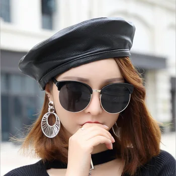 Genuine Sheepskin Leather Caps Fashion Women Berets Caps Hats Luxury Design Adjustable Cap MZ47 
Genuine Sheepskin Leather Caps Fashion Women Berets Caps Hats Luxury Design Adjustable Cap MZ47