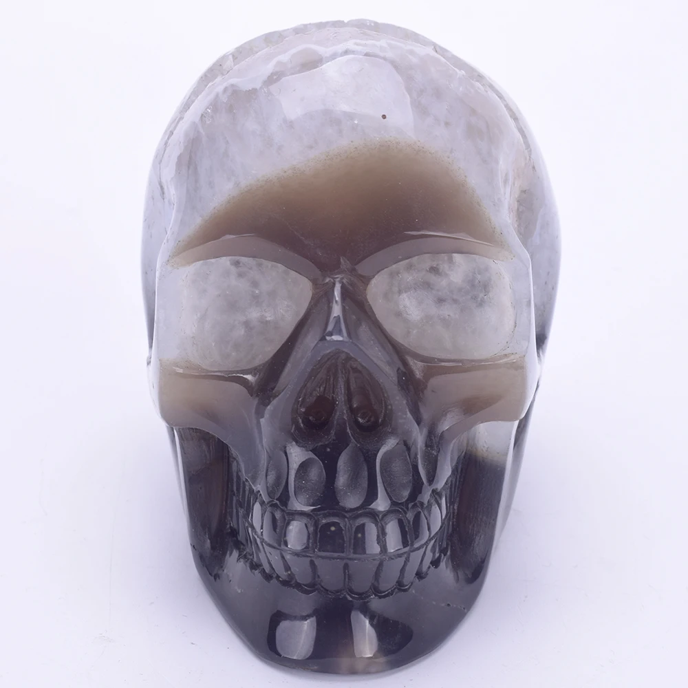 4.6 '' Natural Agate Geode Carved Healing Crystal Skull Sculpture Realistic Energy Quartz Crystal Skull Statue Craft Home Decor
4.6 '' Natural Agate Geode Carved Healing Crystal Skull Sculpture Realistic Energy Quartz Crystal Skull Statue Craft Home Decor