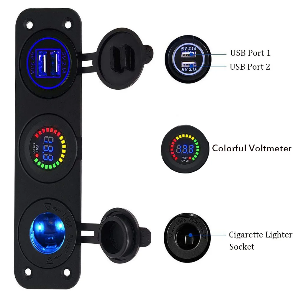 3 Hole Panel Waterproof LED Switch Panel Car Boat Circuit Breaker Cigarette Lighter Socket with USB Charger Port for Audi BMW
3 Hole Panel Waterproof LED Switch Panel Car Boat Circuit Breaker Cigarette Lighter Socket with USB Charger Port for Audi BMW
