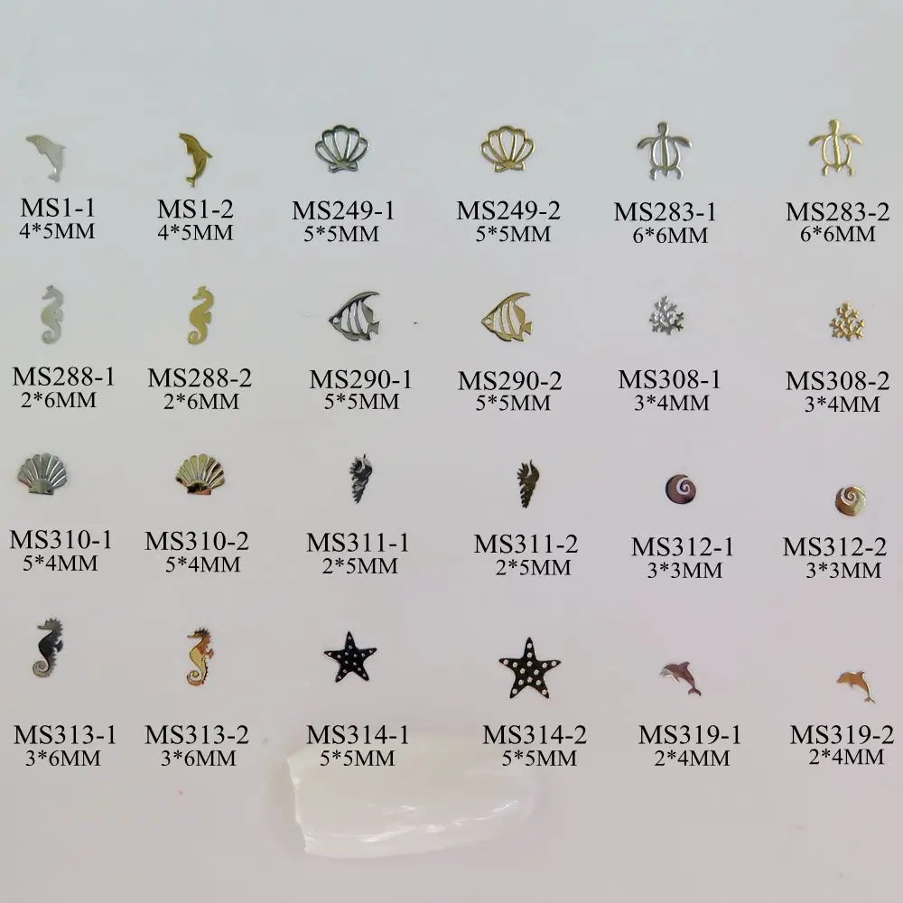 100pcs/bag Silver/Gold Sea-Series Dolphin Shell Turtle Fish Conch Starfish non-adhesive Soft Metal Sticker Nail Art Decoration
100pcs/bag Silver/Gold Sea-Series Dolphin Shell Turtle Fish Conch Starfish non-adhesive Soft Metal Sticker Nail Art Decoration