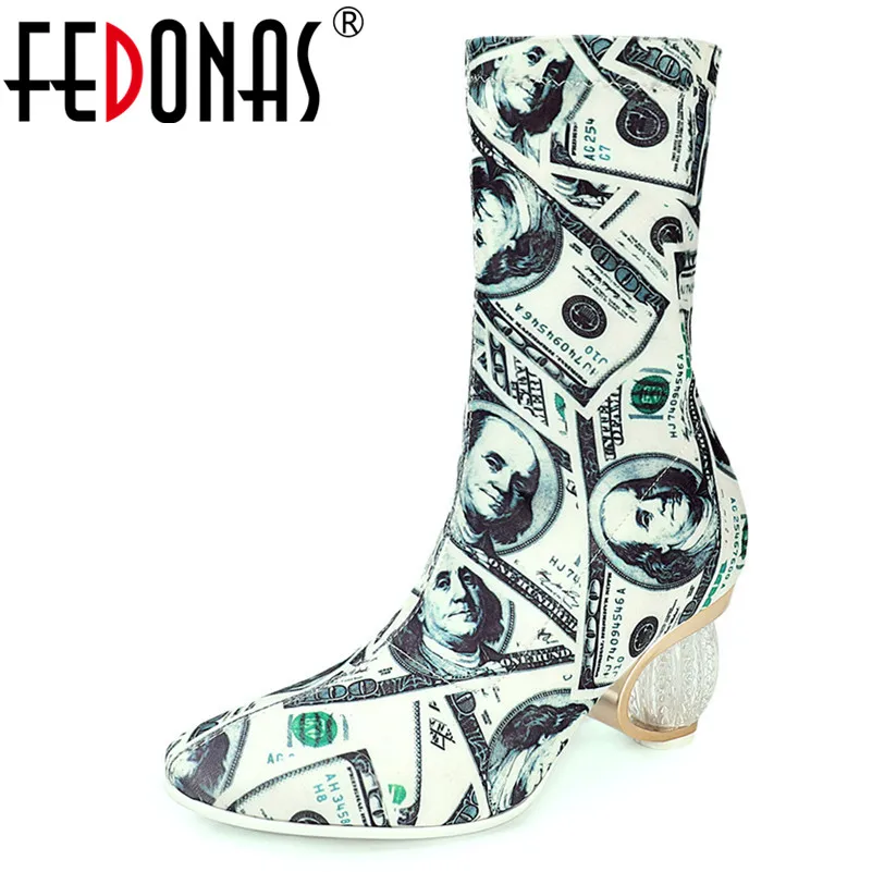 FEDONAS Autumn New Brand Sexy Fashion Print Flock Women Mid-calf Boots Slip on Round Toe Strange Heels Party Prom Shoes Woman
FEDONAS Autumn New Brand Sexy Fashion Print Flock Women Mid-calf Boots Slip on Round Toe Strange Heels Party Prom Shoes Woman