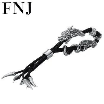 FNJ Black Leather Chain Bracelet 925 Silver New Fashion Original Pure S925 Thai Silver Bracelets for Men Jewelry Adjustable Size
FNJ Black Leather Chain Bracelet 925 Silver New Fashion Original Pure S925 Thai Silver Bracelets for Men Jewelry Adjustable Size