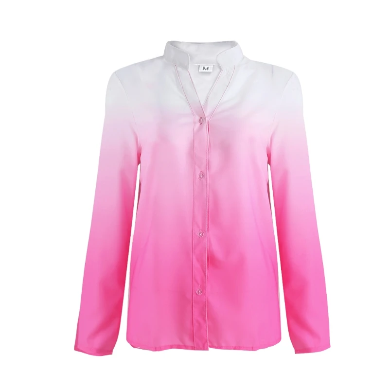 Autumn Gradient Color shirt Women Casual Long Sleeve V-Neck Leisure Blouse Ladies Loose Gradient Color Shirts Tops
Autumn Gradient Color shirt Women Casual Long Sleeve V-Neck Leisure Blouse Ladies Loose Gradient Color Shirts Tops