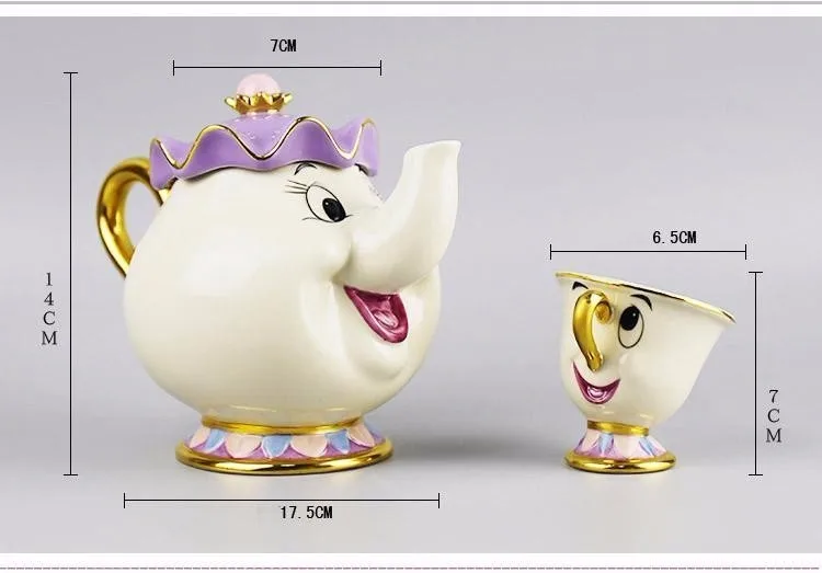 Мультяшный чайный набор Красавица и Чудовище Набор чашек с чипом Mrs Potts сахарница