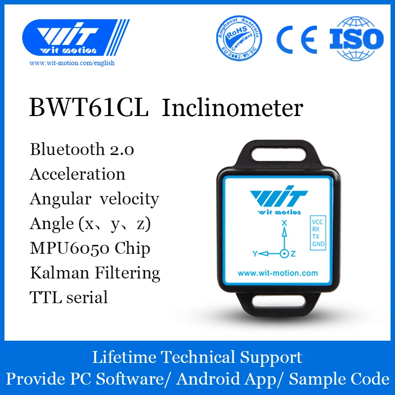 BWT61CL High-Precision Bluetooth Accelerometer+Gyroscope+Angle(XYZ, 100HZ), 6-Axis MPU6050 AHRS Inclinometer, Support PC/Android
BWT61CL High-Precision Bluetooth Accelerometer+Gyroscope+Angle(XYZ, 100HZ), 6-Axis MPU6050 AHRS Inclinometer, Support PC/Android