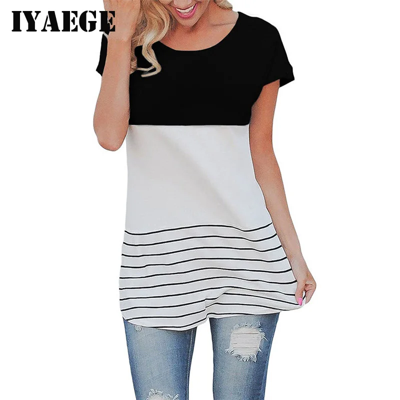 IYAEGE Fashion Back Lace Slicing Striped T Shirt Women Casual Short Sleeve Summer Tops Tee Shirt Color Patchwork Beach T-Shirt
IYAEGE Fashion Back Lace Slicing Striped T Shirt Women Casual Short Sleeve Summer Tops Tee Shirt Color Patchwork Beach T-Shirt
