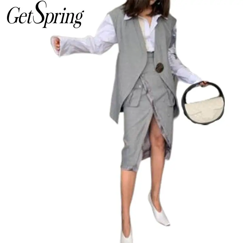 GETSRING Women Set Women Skirt Sets Irregular Sleeveless V-Neck Long Suit Coat High Waist Split Skirt 2 Piece Set Women 2019 New
GETSRING Women Set Women Skirt Sets Irregular Sleeveless V-Neck Long Suit Coat High Waist Split Skirt 2 Piece Set Women 2019 New