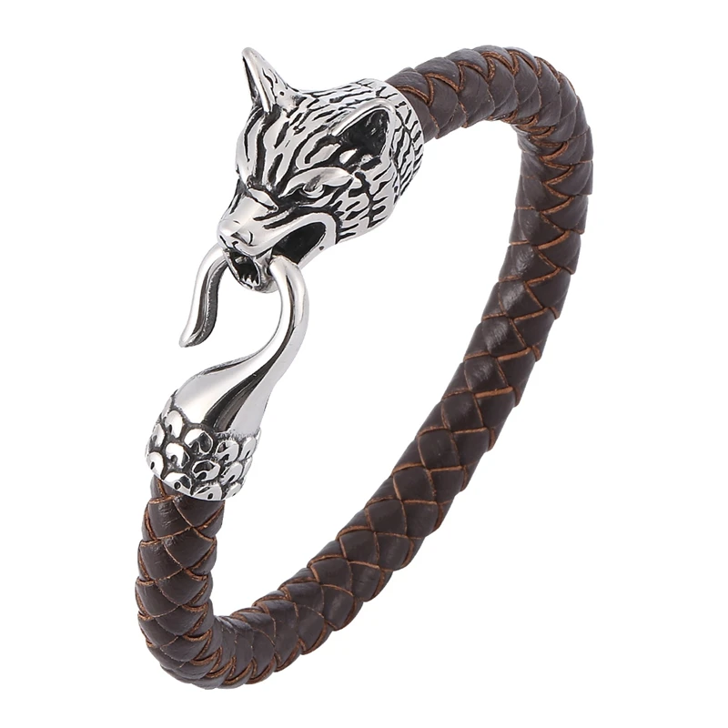 Hot Style Trendy Mens Jewelry Black Brown Braided Leather Bracelet Men Stainless Steel Wolf Bracelet Wristband Male Gifts SP0392
Hot Style Trendy Mens Jewelry Black Brown Braided Leather Bracelet Men Stainless Steel Wolf Bracelet Wristband Male Gifts SP0392