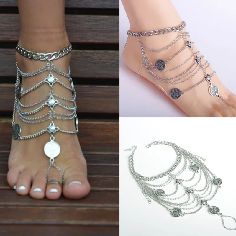 1 PC Boho Silver Metal Hollow Anklet Bohemian Punk Retro Multi-Layer Chain Tassel Coin Foot Anklets For Women bracelet cheville
1 PC Boho Silver Metal Hollow Anklet Bohemian Punk Retro Multi-Layer Chain Tassel Coin Foot Anklets For Women bracelet cheville