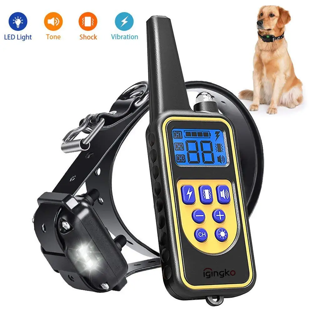

Тренировочный ошейник для собак с пультом дистанционного управления 100% водонепроницаемый перезаряжаемый ударный ошейник светодиодный звуковой сигнал/вибрация/шок, электрический электронный ошейник
