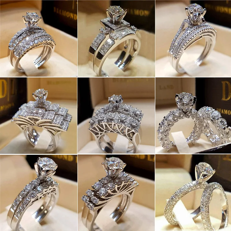 2019 Fashion 925 Sterling Silver Crystal Promise Ring for Women 2pc/set 2 In 1 Engagement Wedding AAA CZ Zircon Rings Jewelry
2019 Fashion 925 Sterling Silver Crystal Promise Ring for Women 2pc/set 2 In 1 Engagement Wedding AAA CZ Zircon Rings Jewelry