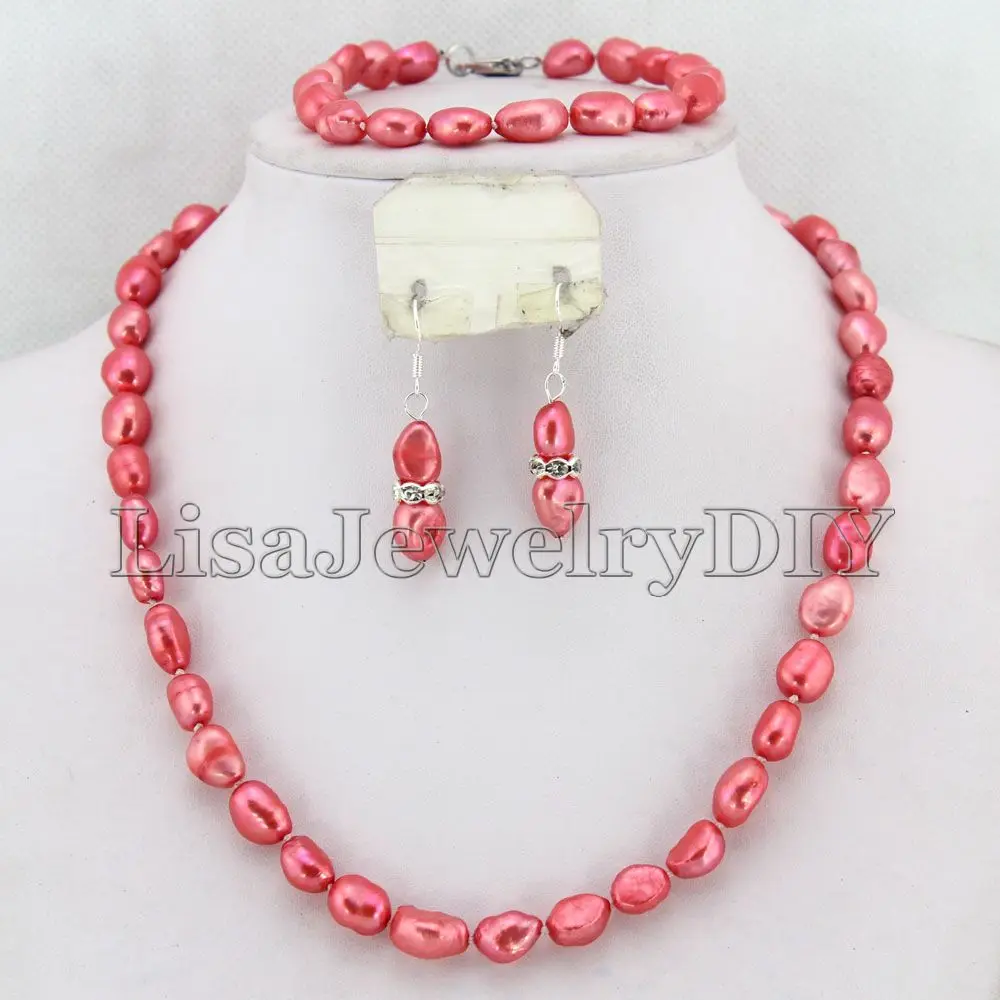 Pink 8-9mm Nature Freshwater Pearl Beads Jewelry Set Fashion Party Wedding Bridal Jewelry HD5156
Pink 8-9mm Nature Freshwater Pearl Beads Jewelry Set Fashion Party Wedding Bridal Jewelry HD5156