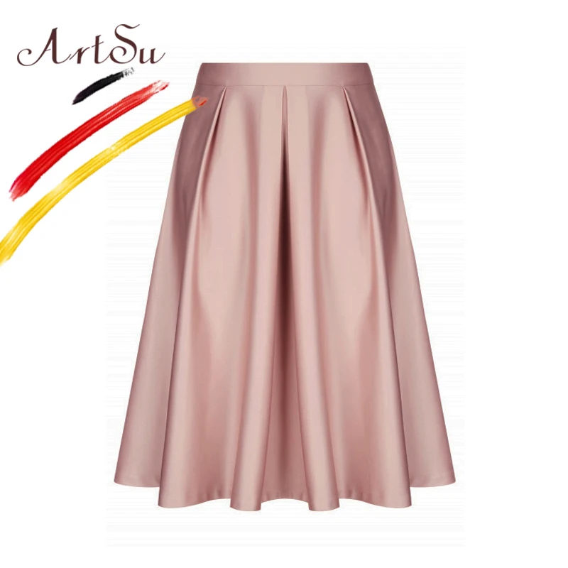 ArtSu Elegant Women Skirt High Waist Pink Party Tutu Skirt Faldas Mujer 2018 Plus Size Summer Satin Pleated Skirts Knee-Length
ArtSu Elegant Women Skirt High Waist Pink Party Tutu Skirt Faldas Mujer 2018 Plus Size Summer Satin Pleated Skirts Knee-Length