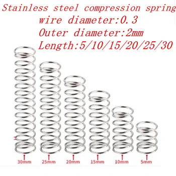 20pcs 0.3*2*5/10/15/20/25/30mm 0.3mm Stainless Steel Micro Small Compression spring OD 2mm
20pcs 0.3*2*5/10/15/20/25/30mm 0.3mm Stainless Steel Micro Small Compression spring OD 2mm