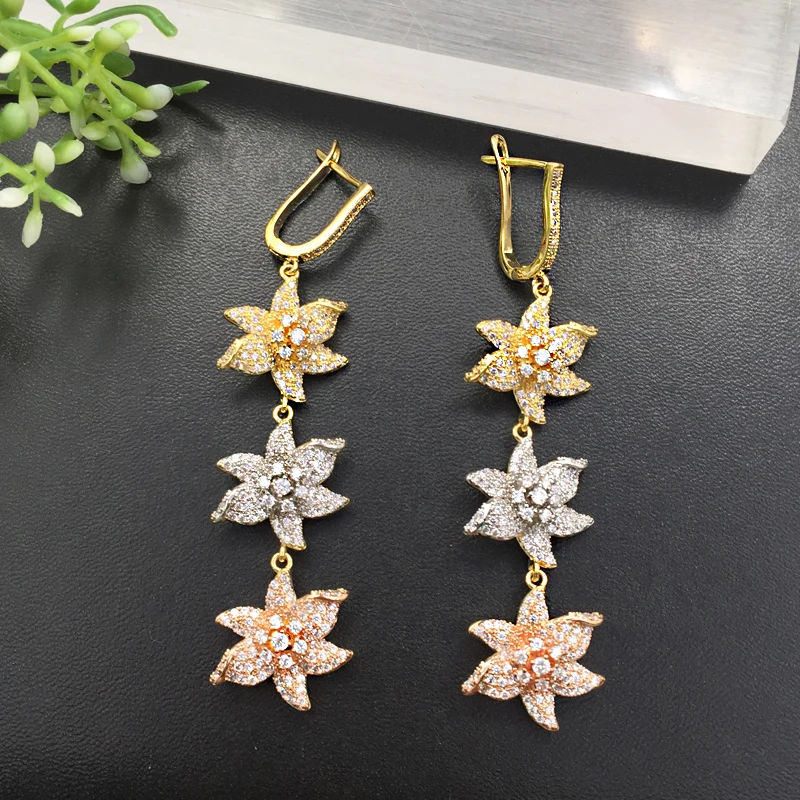 Lanyika Fashion Jewelry Gorgeous Ice Flowers Shiny Long Earrings Zircon Micro Plated for Daily Wedding Bridal Popular Best Gift
Lanyika Fashion Jewelry Gorgeous Ice Flowers Shiny Long Earrings Zircon Micro Plated for Daily Wedding Bridal Popular Best Gift
