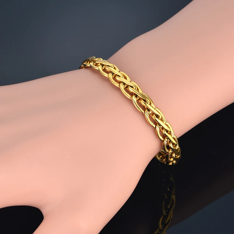 Bracelet Men Women Jewelry Silver/Gold Color Embossed Flat Chain Link Bracelet Wholesale Braslet Male Female Gift Vintage
Bracelet Men Women Jewelry Silver/Gold Color Embossed Flat Chain Link Bracelet Wholesale Braslet Male Female Gift Vintage