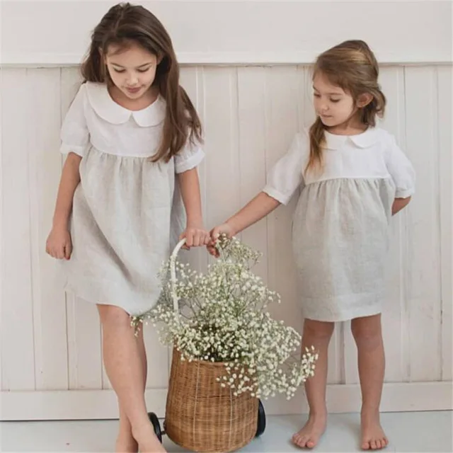2019 Toddler Girls Beach Clothes Beautiful Linen Dresses Baby Girl Knee Length Dress Peter Pan Collar Kids Summer Long Dresses
2019 Toddler Girls Beach Clothes Beautiful Linen Dresses Baby Girl Knee Length Dress Peter Pan Collar Kids Summer Long Dresses