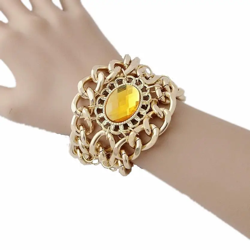 CirGen,Multi layer Chunky Think Charm Gold Color Chains with Big Crystal Stone Fashion Women Bracelets Bangle Jewelry Gift D70
CirGen,Multi layer Chunky Think Charm Gold Color Chains with Big Crystal Stone Fashion Women Bracelets Bangle Jewelry Gift D70