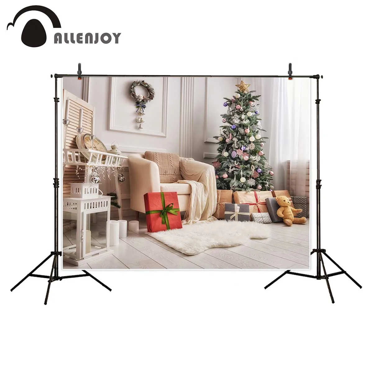 Allenjoy новый фон для фотосъемки белое украшение рождественское кресло