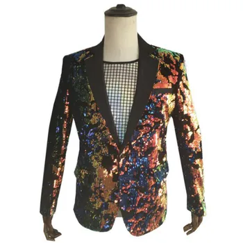 2019 Europe and the United States new men's flip film colorful suit nightclub DJ host sequin costume men
2019 Europe and the United States new men's flip film colorful suit nightclub DJ host sequin costume men