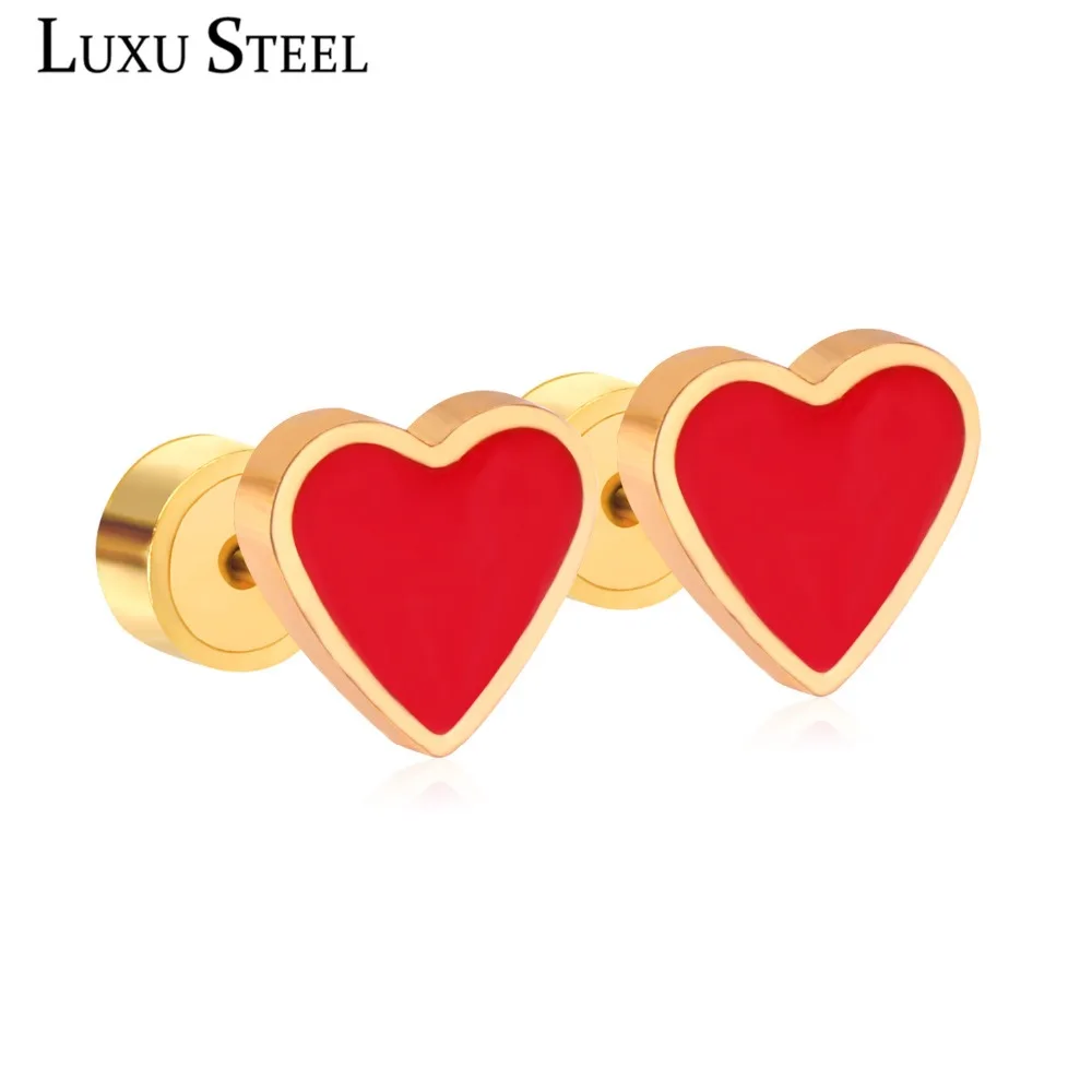 LUXUSTEEL Cute Heart Lovely Earring For Women/Girl/Baby Size 9mm Red/Pink Color Unique Stud Earrings Stainless Steel Jewelry
LUXUSTEEL Cute Heart Lovely Earring For Women/Girl/Baby Size 9mm Red/Pink Color Unique Stud Earrings Stainless Steel Jewelry