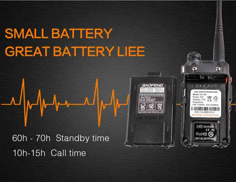 2Pcs BaoFeng UV-5R Walkie Talkie VHFUHF136-174Mhz&400-520Mhz Dual Band Two way radio Baofeng uv 5r Portable Walkie talkie uv5r (6)