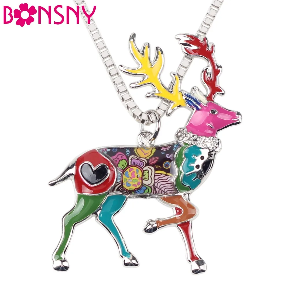 Bonsny Statement Alloy Animal Deer Stag Elk Choker Necklace Chain Collar Pendant Christmas Fashion New Enamel Jewelry Women
Bonsny Statement Alloy Animal Deer Stag Elk Choker Necklace Chain Collar Pendant Christmas Fashion New Enamel Jewelry Women