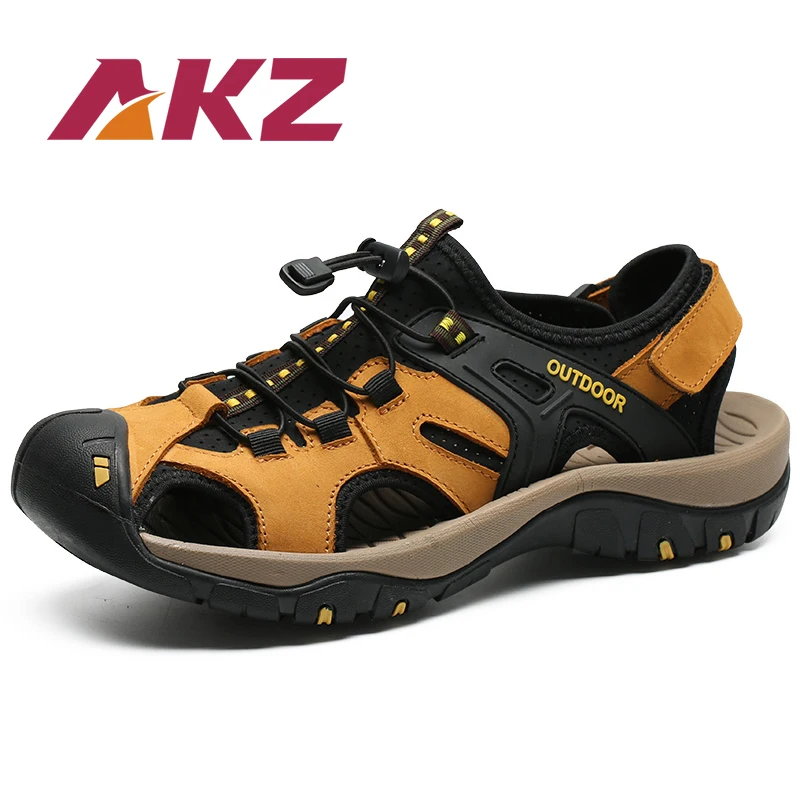 AKZ Men's sandals 2019 Summer Beach flip flops Genuine leather Breathable Soft Comfortable Light Male Flat shoes Leisure shoe
AKZ Men's sandals 2019 Summer Beach flip flops Genuine leather Breathable Soft Comfortable Light Male Flat shoes Leisure shoe