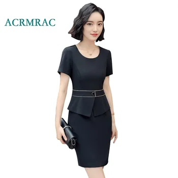 ACRMRAC Women's Dresses New summer Solid color Flounced O-Neck Slim Short sleeve Business OL Formal dress 
ACRMRAC Women's Dresses New summer Solid color Flounced O-Neck Slim Short sleeve Business OL Formal dress