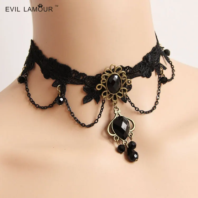 Trendy Vintage Gothic Bead Chain Choker Necklace Collar Women Jewelry Accessories Fashion Black Lace Necklaces 2015 Brand JL-234
Trendy Vintage Gothic Bead Chain Choker Necklace Collar Women Jewelry Accessories Fashion Black Lace Necklaces 2015 Brand JL-234