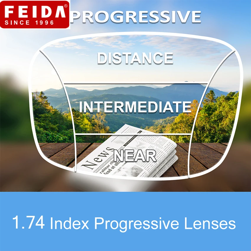 FEIDA 1.74 Progressive Lenses for Eyes UV400 Anti-Reflective Prescription Myopia Hyperopia Short Middle Far Multifocal Lens
FEIDA 1.74 Progressive Lenses for Eyes UV400 Anti-Reflective Prescription Myopia Hyperopia Short Middle Far Multifocal Lens